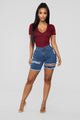 A Lot To Love Distressed Bermuda Shorts - Medium Blue Wash