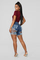 A Lot To Love Distressed Bermuda Shorts - Medium Blue Wash
