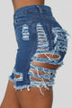 A Lot To Love Distressed Bermuda Shorts - Medium Blue Wash
