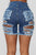A Lot To Love Distressed Bermuda Shorts - Medium Blue Wash