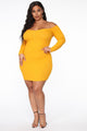 Will Always Love You Off Shoulder Mini Dress - Mustard