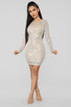 Shine Like The Night Sequin Dress - Nude