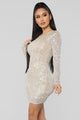 Shine Like The Night Sequin Dress - Nude