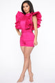 Please Keep Them Coming Romper - Fuchsia