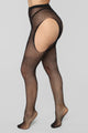 Glow Up Rhinestone Tights - Black