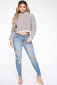 Justine Distressed Ankle Jeans - Light Blue Wash