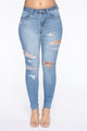 Justine Distressed Ankle Jeans - Light Blue Wash