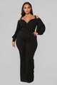 Falling For Your Charm Jumpsuit - Black