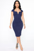 V Classy Midi Dress - Navy
