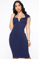 V Classy Midi Dress - Navy