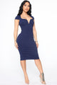 V Classy Midi Dress - Navy