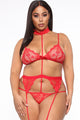 Shut It Down 3 Piece Garter Set - Red