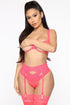 Unspoken Passion 4 Piece Lace Set - Hot Pink