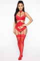 Fame And Fortune 4 Piece Satin Set - Red