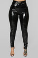 Late Night Texts Vinyl Pants - Black