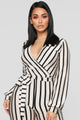 Right Up My Alley Striped Jumpsuit - Taupe/Combo