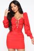 Lace Em Up Mini Dress - Red