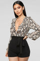Talk Behind Her Back Romper - Brown