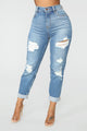I Got It From My Mama Distressed Jeans - MediumBlueWash
