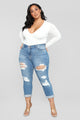 I Got It From My Mama Distressed Jeans - MediumBlueWash