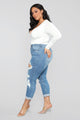 I Got It From My Mama Distressed Jeans - MediumBlueWash