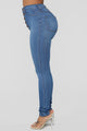 Classic Button Up Skinny Jeans - Medium Blue Wash