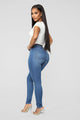 Classic Button Up Skinny Jeans - Medium Blue Wash