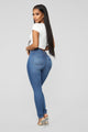 Classic Button Up Skinny Jeans - Medium Blue Wash