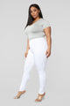Super High Waist Denim Skinnies - White