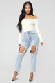 Time Of My Life Distressed Boyfriend Jeans - LightBlueWash