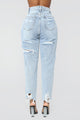 Time Of My Life Distressed Boyfriend Jeans - LightBlueWash
