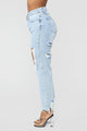 Time Of My Life Distressed Boyfriend Jeans - LightBlueWash