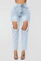 Time Of My Life Distressed Boyfriend Jeans - LightBlueWash