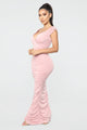 Call Me Elastic Ruched Maxi Dress - Pink