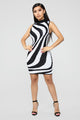Wild Imagination Zebra Dress - Black/White