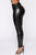 Faux Leather Tummy Tuck Leggings - Black