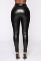 Faux Leather Tummy Tuck Leggings - Black