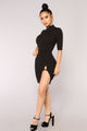 Kiko High Side Slit Dress - Black