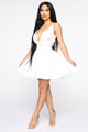 Sweet Serenity Satin Flare Dress - White