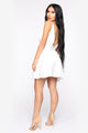 Sweet Serenity Satin Flare Dress - White