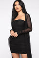 Lilian Ruched Dress Set - Black