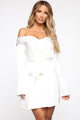 Soft Nights Off Shoulder Mini Dress - Off White