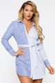 Holding Back Shirt Dress - Blue/White