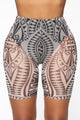 Amazon Eve Mesh Biker Shorts - Nude/Black