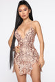 Dazzle On The Daily Sequin Mini Dress - Rose Gold