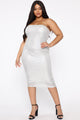 Always A Party Metallic Midi Dress - Silver