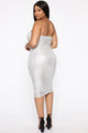 Always A Party Metallic Midi Dress - Silver