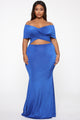 Cut For Elegance Off Shoulder Maxi Dress - Light Royal