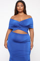 Cut For Elegance Off Shoulder Maxi Dress - Light Royal