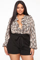 Talk Behind Her Back Romper - Brown
